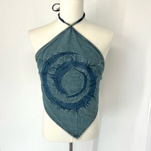 Masha popova NWOT denim top size L